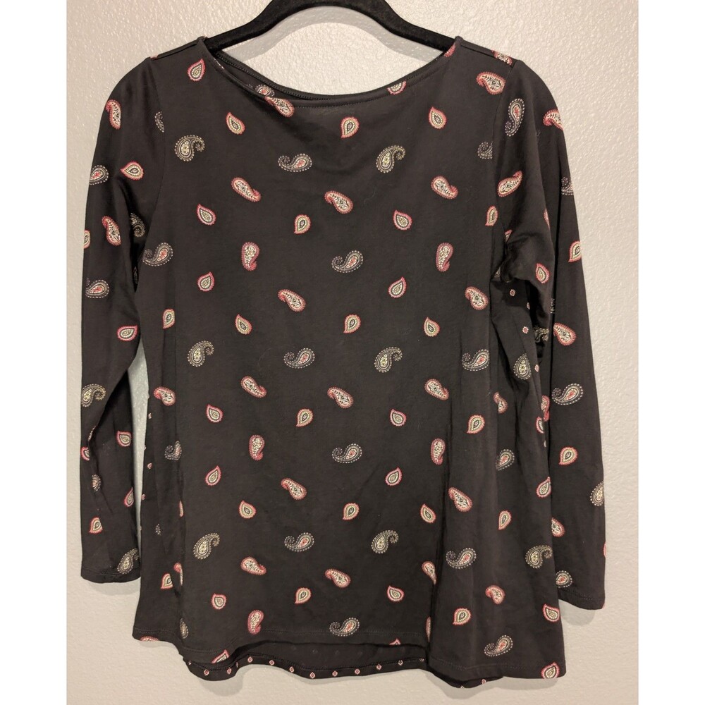 J. Jill Women’s Black Paisley Print Blouse Petite -  Size XS